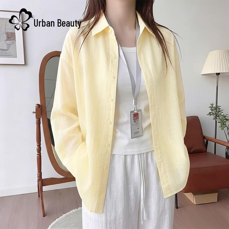 Women s Loose Fit Linen Blend Button-Up Shirt XL