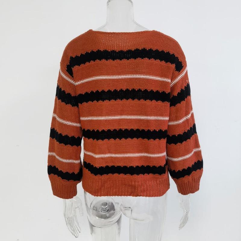 Women S Striped Long Sleeve Knit Sweater Loose Fit Autumn Winter