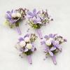 Uflower 8 Stück Lila Hochzeitsstrauß Set Brautstrauß mit Brautjungfern-Anstecker & Handgelenk-Anstecker für Hochzeitszeremonie Party Dekoration