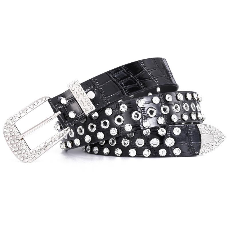 Women's Rhinestone Hollow Pin Buckle Studded Belt  Wedding Party Belts Valentines Gifts