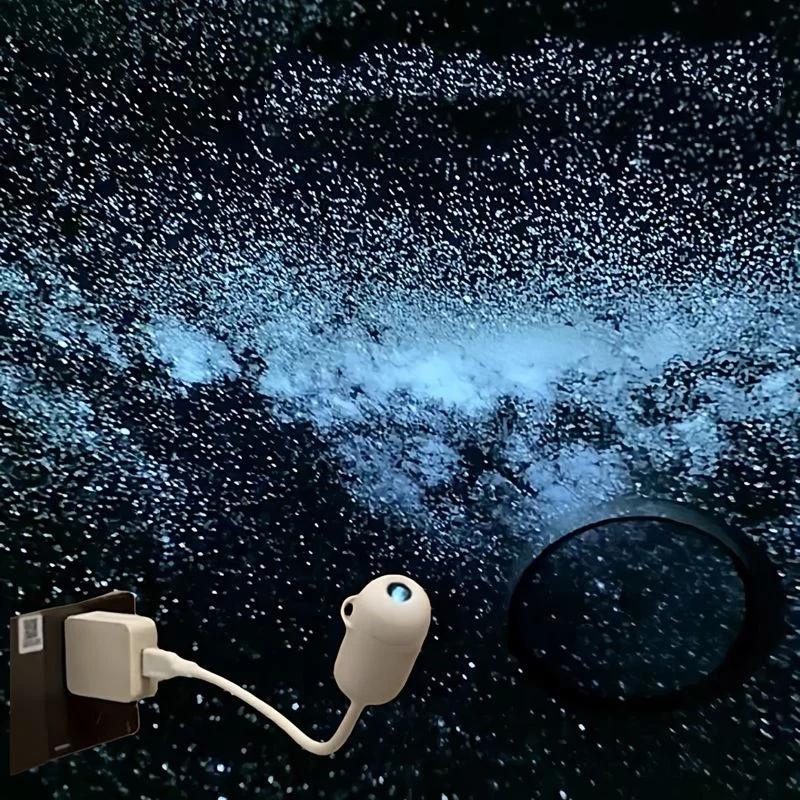 2-in-1 Mini Galaxy Star Projector Night Light Sliding Films Starry Sky Ambient Light 360° Rotating Background Atmosphere Light