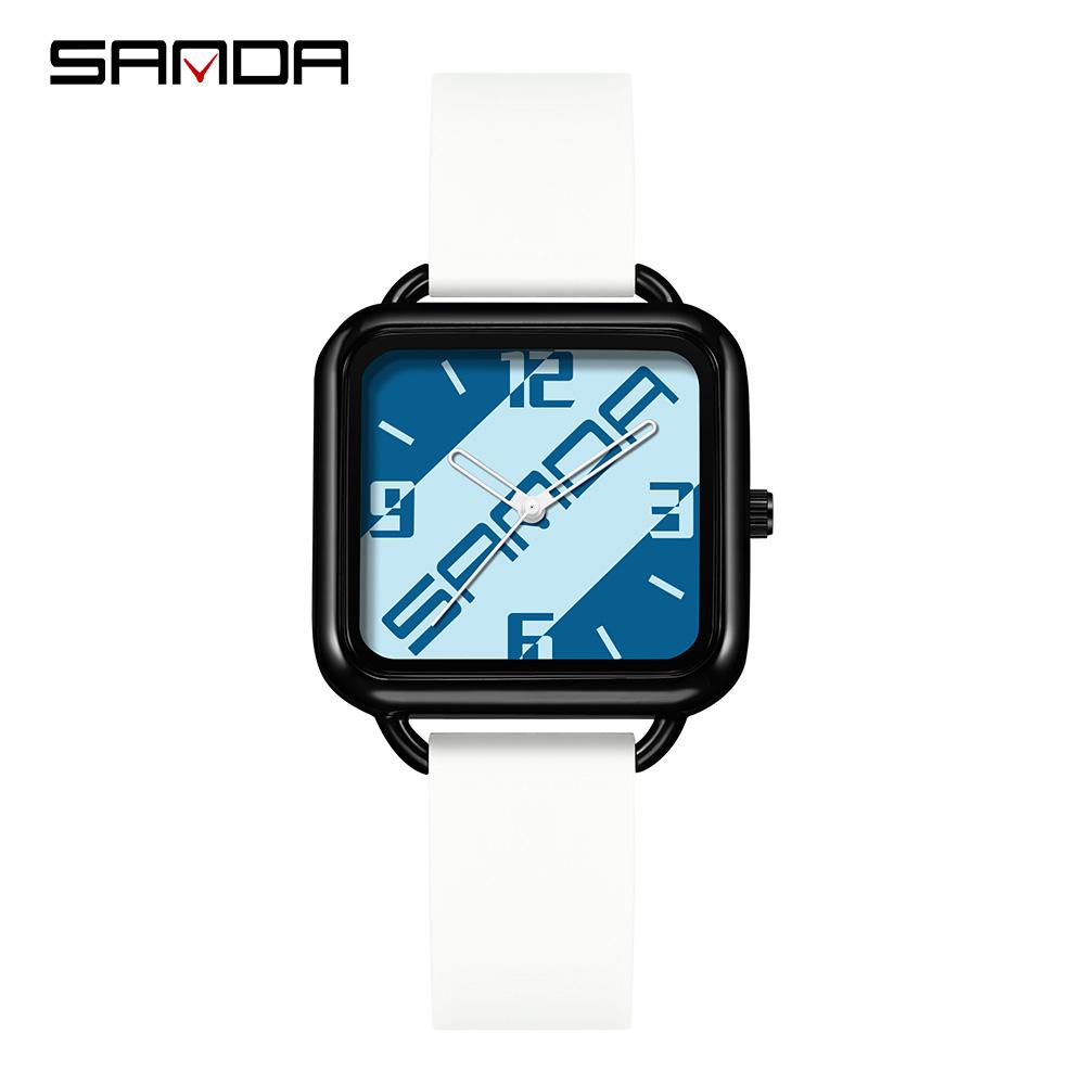 SANDA 3261 Student Quartz Watch Colorful Leisure Waterproof Creative Square Dial Fashion Men's and Women's Watches