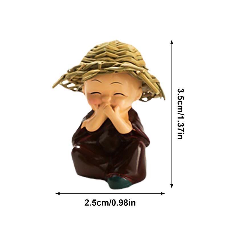 4pezzi Artigianato da Collezione Decorazioni per Auto Scultura Miniatura di Monaco Buddha Bambole Artigianali Divertenti Adesivo per Uffici Domestici