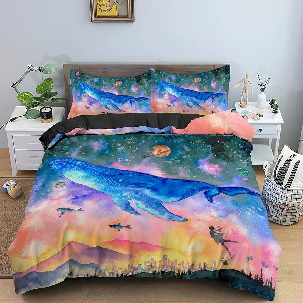 Marine Animal Duvet Cover Set Comforter Cover Shark Pattern Bedding Set With Pillowcases Twin Full Queen King Size Bed Set