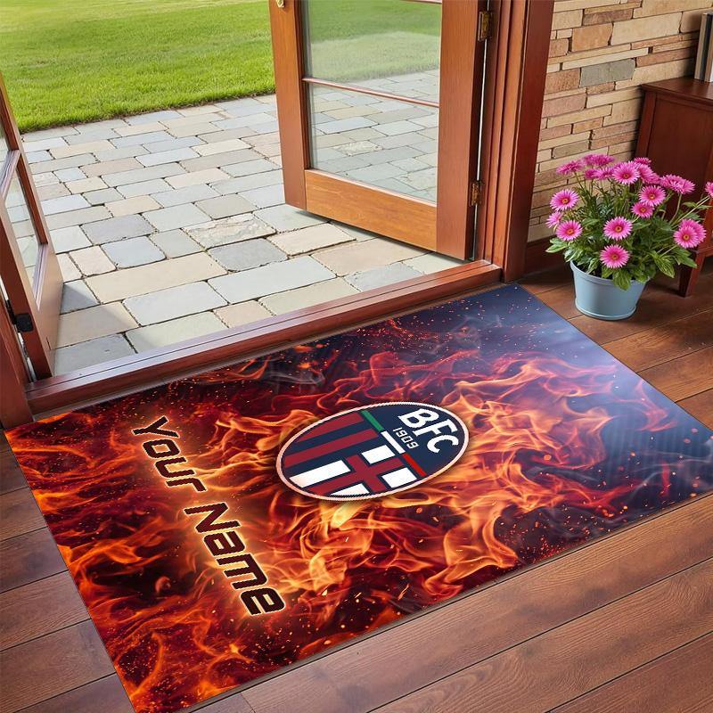 Crystal Velvet Rug Custom Name Text, Soft Non Slip Floor Mat Home DecorBologna FC