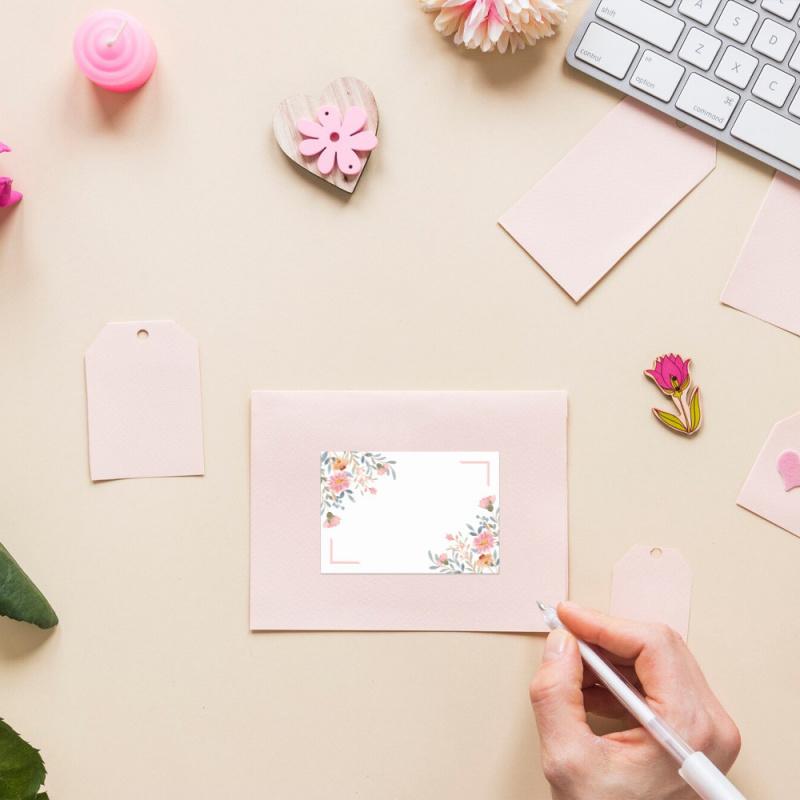 60Pcs Floral Labels Stickers Self-Adhesive Name Note Tags For Envelope Journaling School Office Wedding Party Decoration
