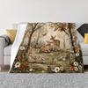 Cozy Forest Deer Print Blanket - Warm, Skin-Friendly Flannel Throw for All Seasons, Ideal for Home, Travel, and Camping, Perfect Gift for Fa