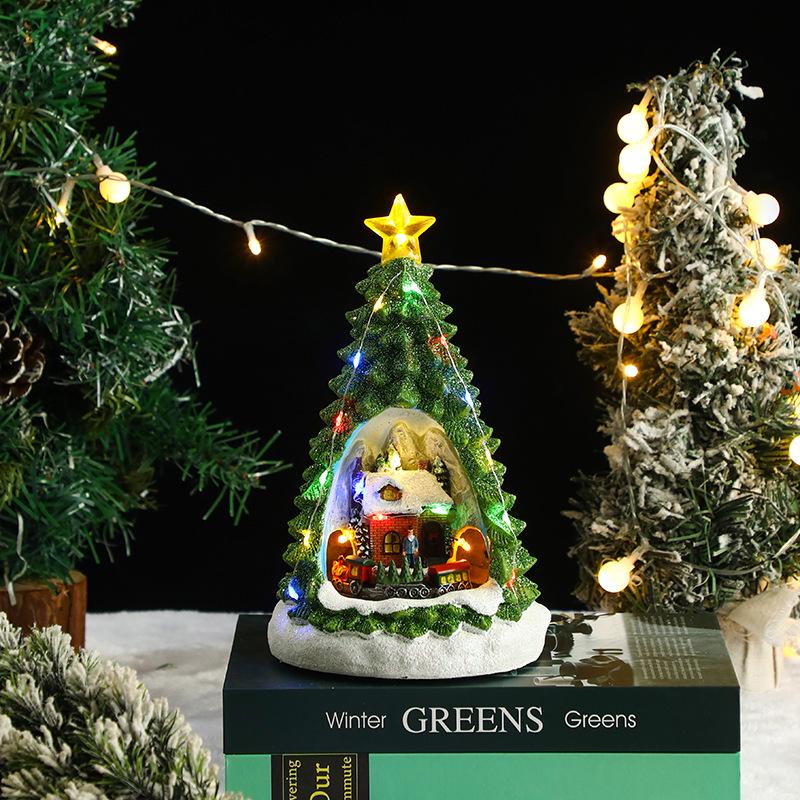 Rotating LED Christmas Tree Ornament with Music Box