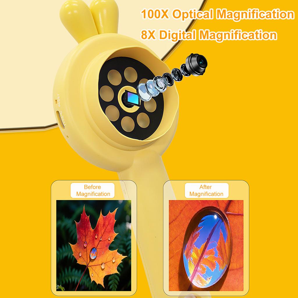 Kids Scope 2 Inch Screen 100X Portable Digital Scope Handheld STEM Educational Science Kit Toys