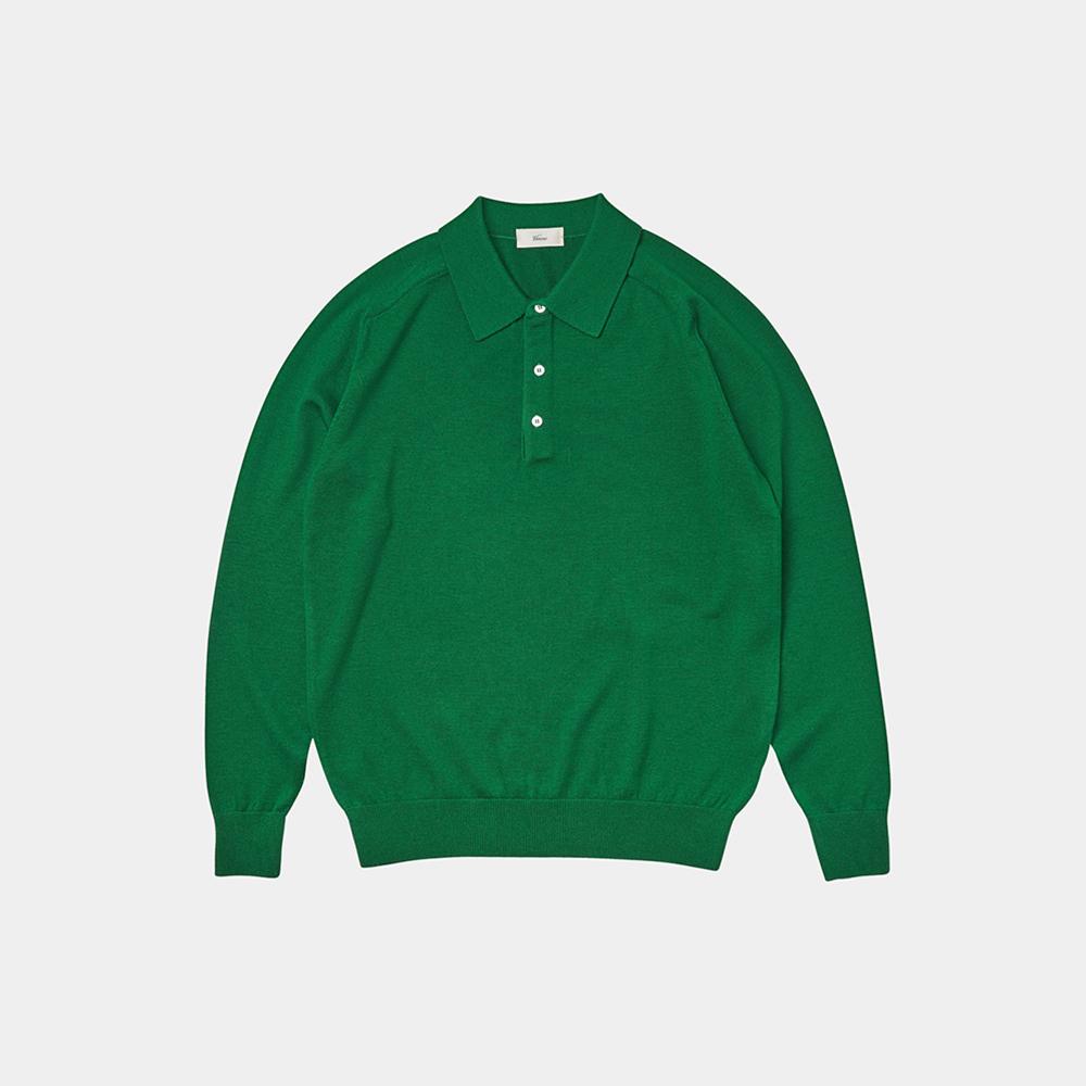VERNO 24Ss Cashtouch Saddle Sleeve Polo Knit E.Green