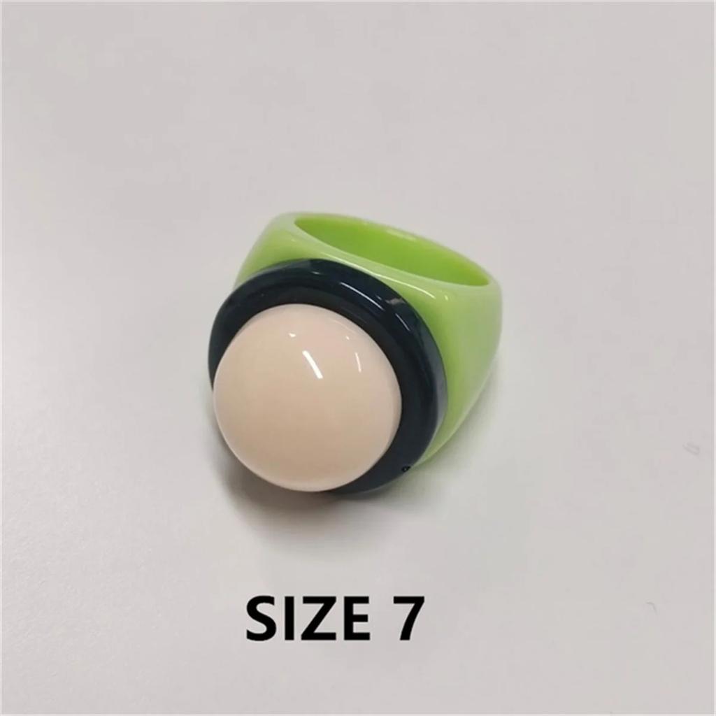 Colorful Y2k Hip Hop Two-color Acrylic Rings Set Women Exaggeration Classic Geometric Resin Finger Rings Female Party Jewelry