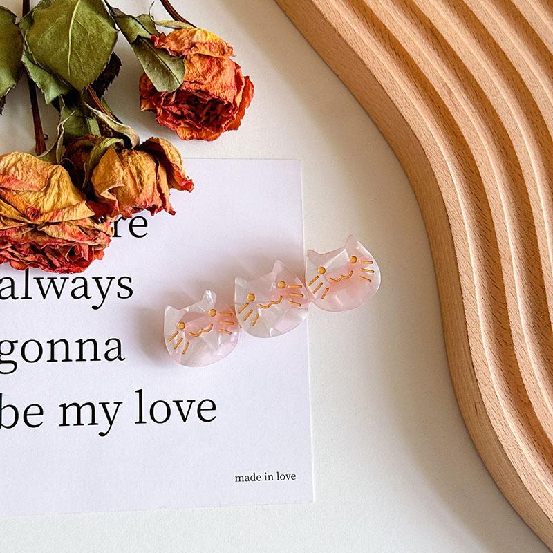 New 6.3cm Three Little Kittens Acetic Acid  Bangs Clip Exquisite Fashion Animal Duckbill Clip Hair Accessories