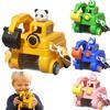 Unique Rotatable Excavator Water Bottle 500ML No BPA Toy Straw Water Bottles with Wheels Cartoon Children's Kettle Kids Gift