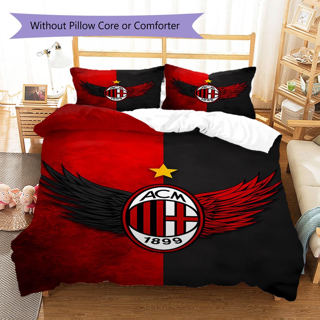 AC Milan Patronen Beddengoed, Dekbed Set Dekbedovertrek Kussensloop Huis Verjaardagscadeau(1 dekbedovertrek + 2 kussenslopen, zonder binnenkussen)