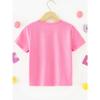 European Size Girls Round-neck Short-sleeved T-shirt with Cartoon Phone Pattern Print on The Front