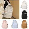 Large Capacity Nylon College Style Backpack For Men And Women High School Students Couples White