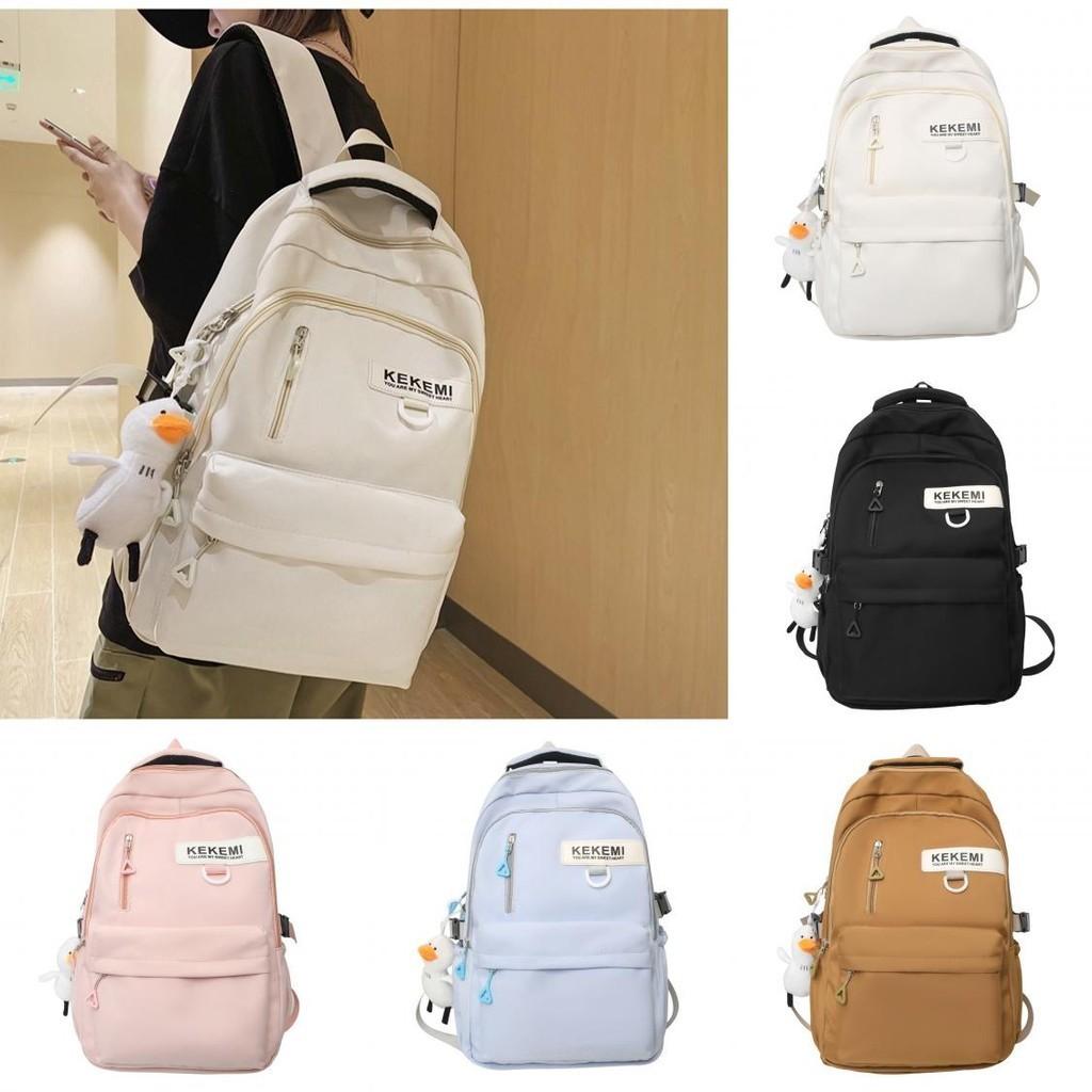 Large Capacity Nylon College Style Backpack For Men And Women High School Students Couples White