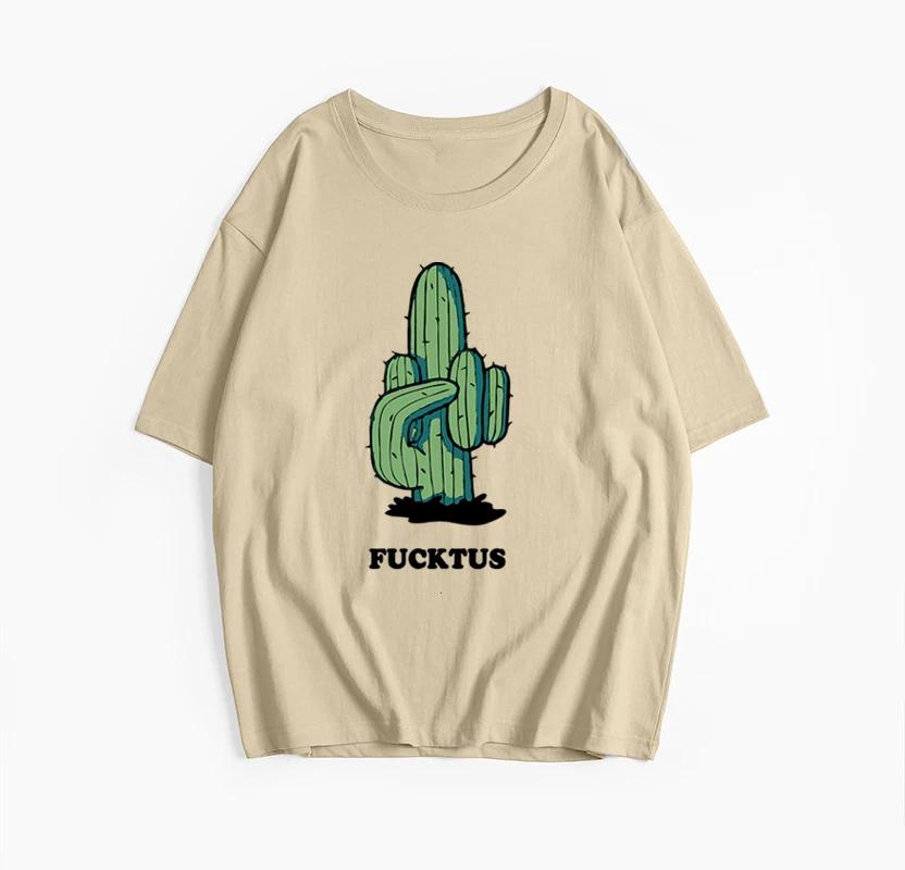 Cactus Graphic Printed T Shirt Women Summer Short Sleeve Tee Female Street Gothic Top