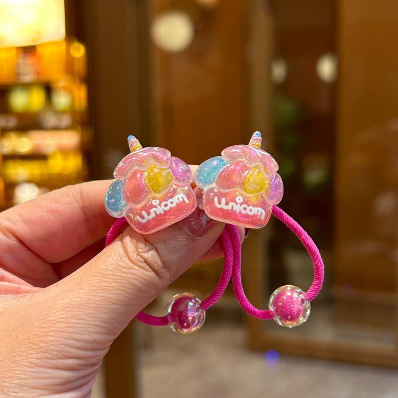 

2 шт. новые милые радужные эластичные резинки для волос для девочек, аксессуары для волос, детские резинки для волос, детские головные уборы