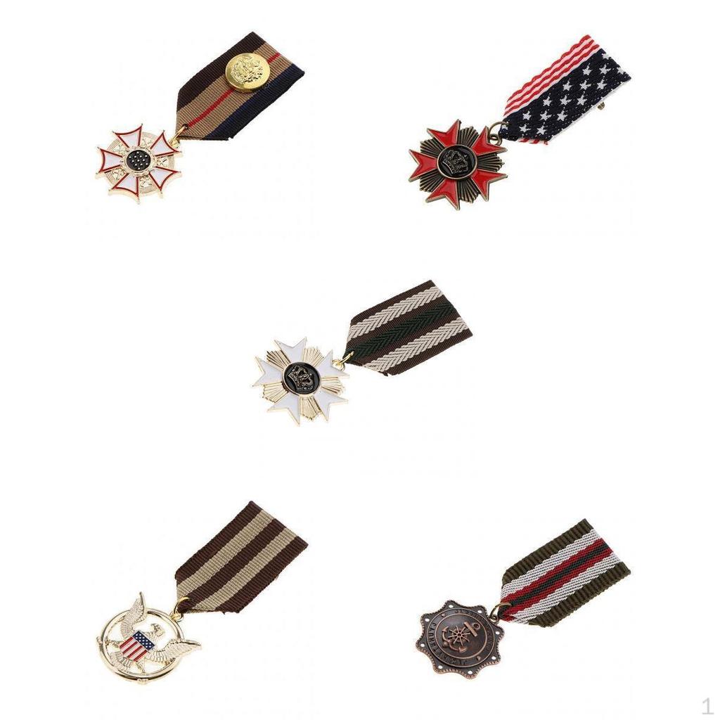 5x Vintage Unisex Medal Badge Star Brooch Pin Jewelry