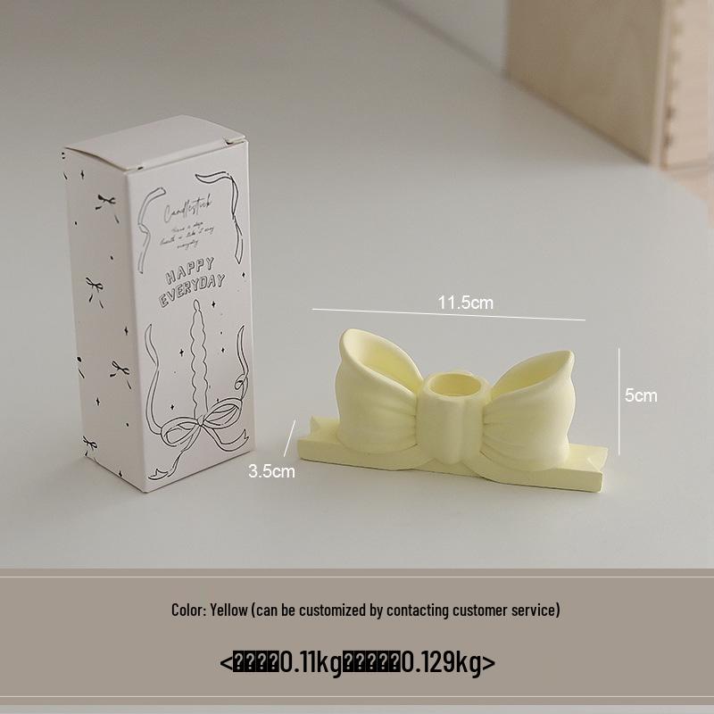 Inspired Atmosphere Candlestick: Creative Long Stem Aromatherapy Candle Holder with Plaster Bow Ornament for Home Decoration