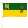 1 Stück Saskatchewan 91,44x152,4cm Flagge | Grün, Gelb und Rot mit Ahornblatt und Hauswappen, Strapazierfähiges Polyester-Material, Geeignet für Outdoor-Urlaub
