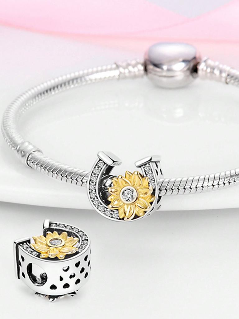 Charms Plata Copper Colors Spring Sunflowers Cherry Blossoms Beads Pendant For Original Bracelet For Women Diy Jewelry Love Gift