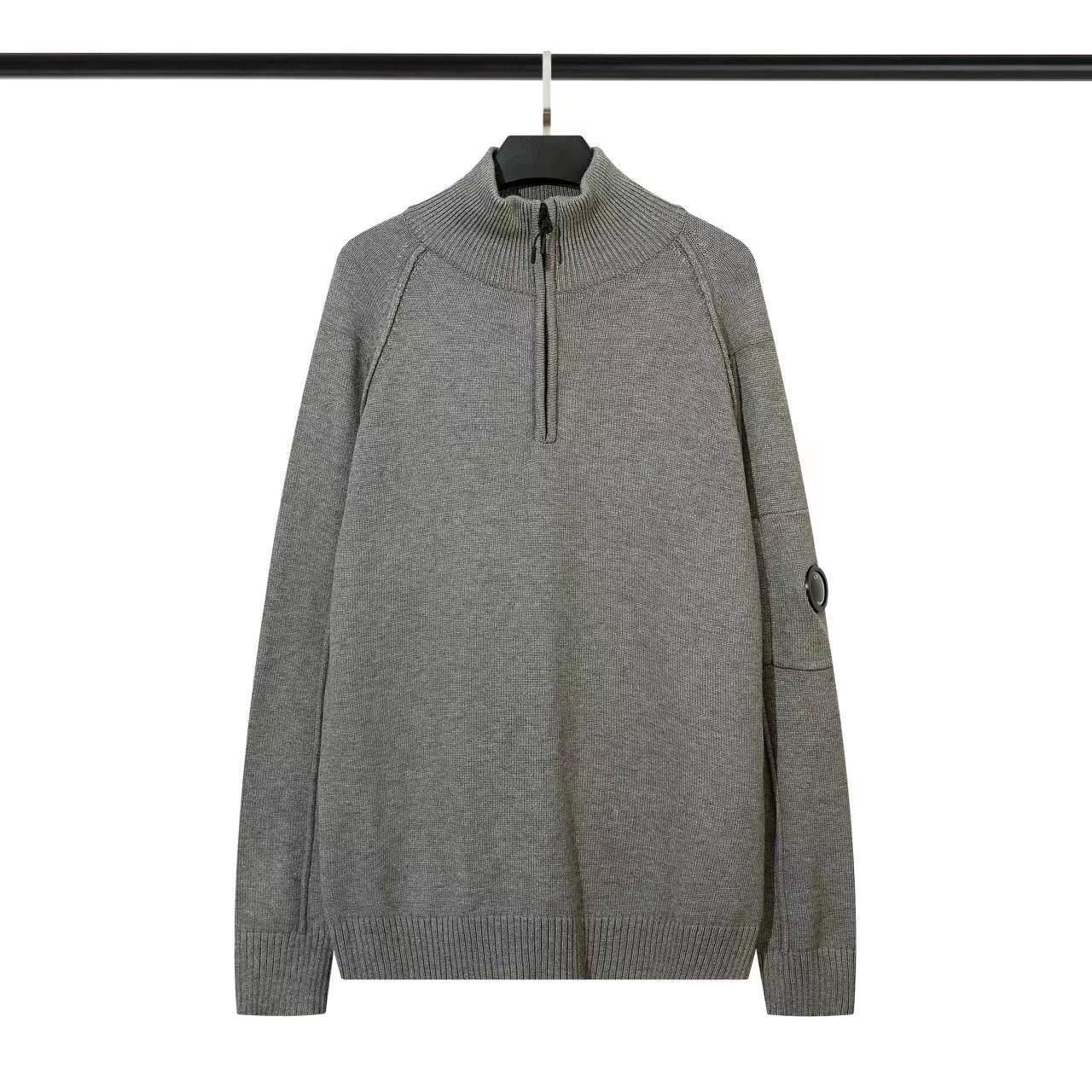 

CPCOMPA Autumn/Winter Patchwork Stand Collar Half-Zip Wool Pullover Sweater, British Style XXL темно-сірий
