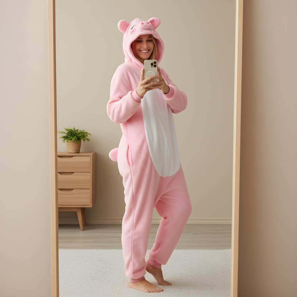 Pyjama Onesie Kigurumi Kostüm Verkleidung Rosa Schweinchen Xxl: 185 - 195cm