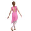 Vestido de Baile para Niñas sin Mangas Cuello Redondo Patchwork de Lentejuelas Brillantes Dobladillo Irregular Espalda Hueca Vestido de Actuación
