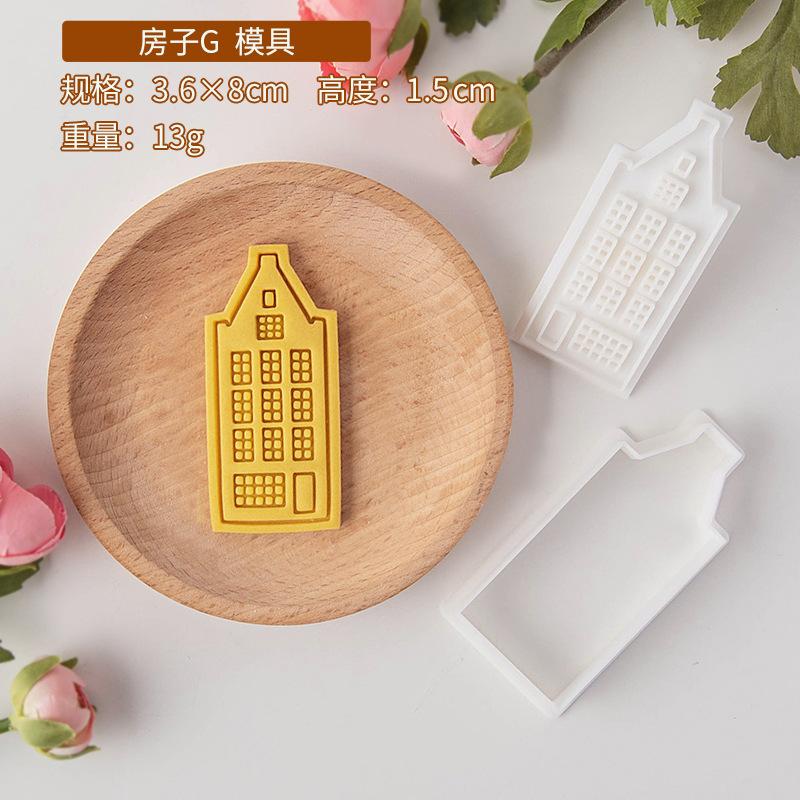 European Retro Architecture Cookie Cutters Amsterdam Buildings Shape DIY Biscuit Stamp Fondant Embosser Cake Decorating Tools
