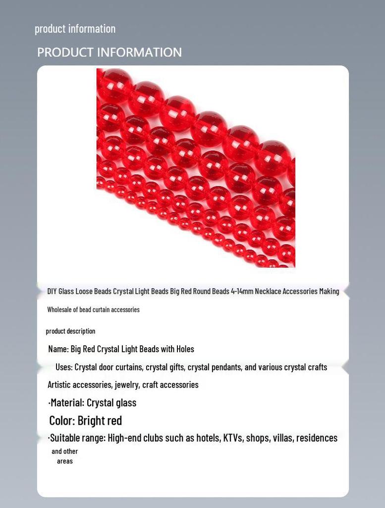 Eco-friendly Glazed Red Glass Beads (4-14mm) for DIY Necklaces & Beaded Curtains