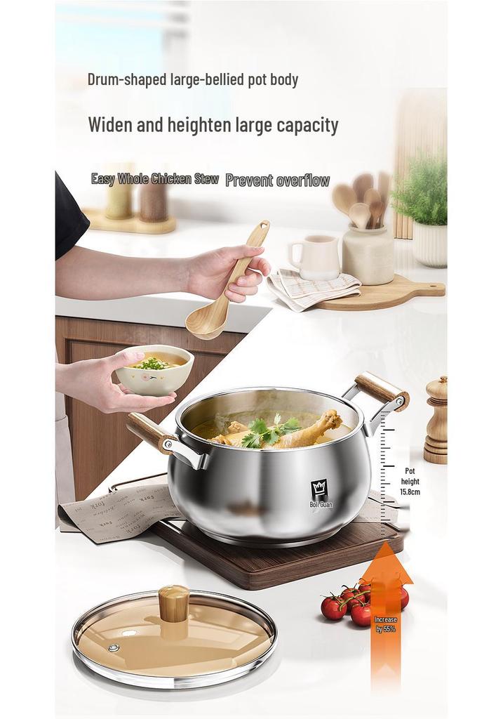 Large Capacity 2-Layer Stainless Steel Steamer Pot for Cooking and Stewing