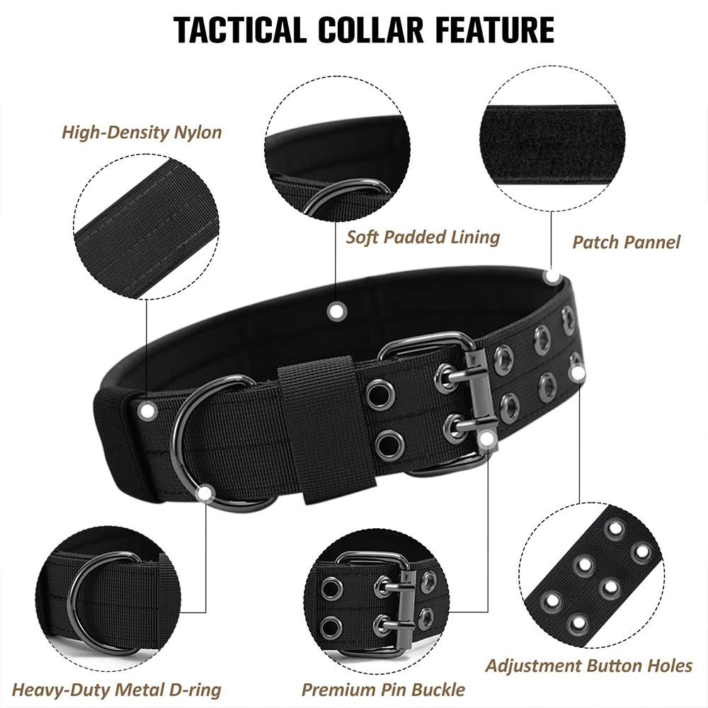 Outdoor Tactical Dog Collar  Durable Nylon Military Collars Outdoor for Medium Large Dogs Training Walking Working Pet Products