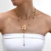 Luxury Colorful Crystal Tassel Necklace For Women Exquisite Flower Shiny Rhinestone Choker Bohemian Vacation Party Jewelry Gift