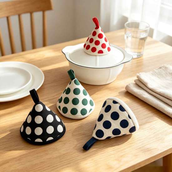 Baking Pan Handling Mitts Triangular Pot Lid Handle Cover, Heat Resistant Hot Cookware Cotton Knob Grabber Anti-Scald Mitts, Holders, Kitchen
