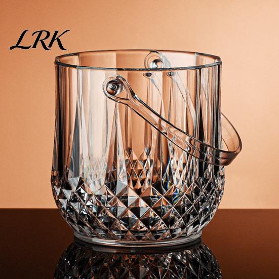 Eiskübel für den Heimgebrauch mit Griff und Zange, Transparenter Würfelhalter im Diamantschliff mit Clip, Eimer für Bier, Champagner, Wein, Cocktails, Barzubehör