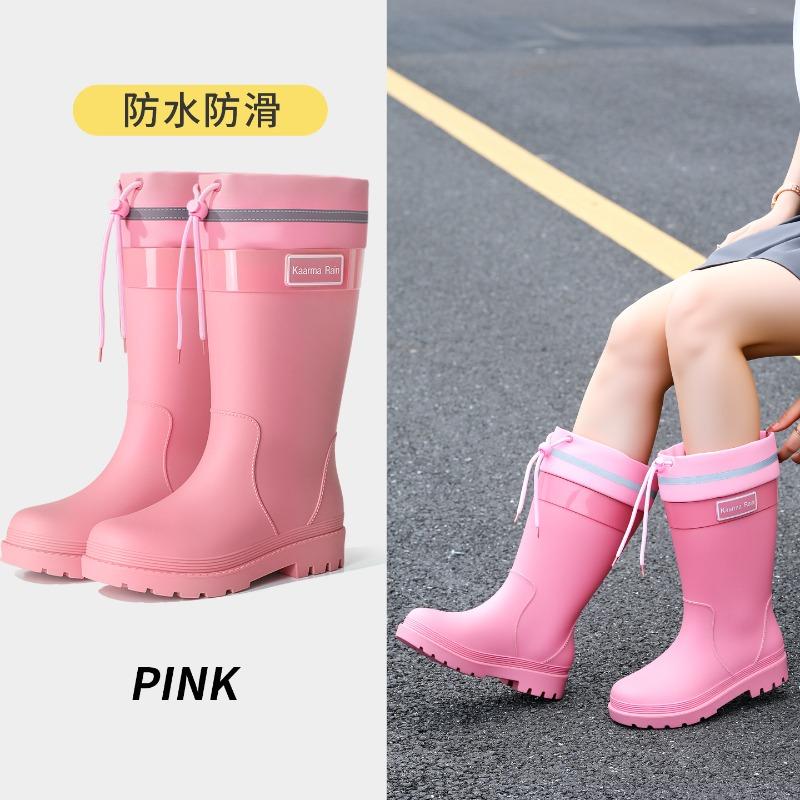 Black Bundle Fashion Medium Tube Women's Rubber Shoes Rain Shoes Black Integrated Anti-sewage Shoes Non-slip Water Boots Labor Insurance Boots