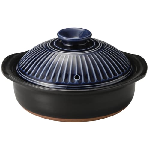 Ginpo Toki Chrysanthemum Design Banko Ware Earthenware Pot (No. 6 / Lapis Lazuli / Single-Serving) "Next-Generation Earthenware Pot that Adds Elegance