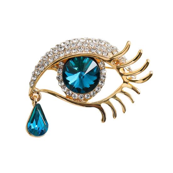 Женская брошь Синие сверкающие стразы Форма слезы ангела Булавка для лацкана Костюмы Пальто Сумки Шарфы Значок Универсальный аксессуар