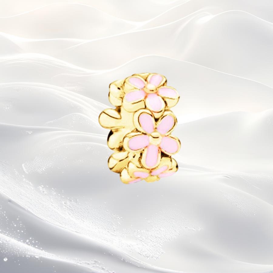 Cherry Blossom Flower Clip Charm Beads Dangle Fit Original Snake Silver Bracelet Necklace Bead For Diy Jewelry Women Gift