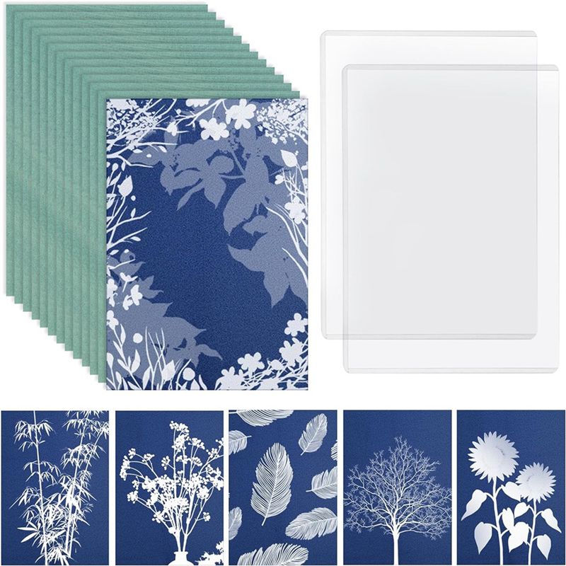 

ABJI-32 Sheets Cyanotype Paper Sun Print Paper Kit, For Sun Printing Sun Sensitive Paper For Kids Adults Crafts DIY Project
