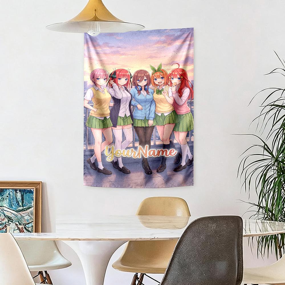 Quintessential Quintuplets Custom Your Name Wall Decor Tapestry Art For Pet Memorial Birthdaywedding Party Backdrop Family Gift