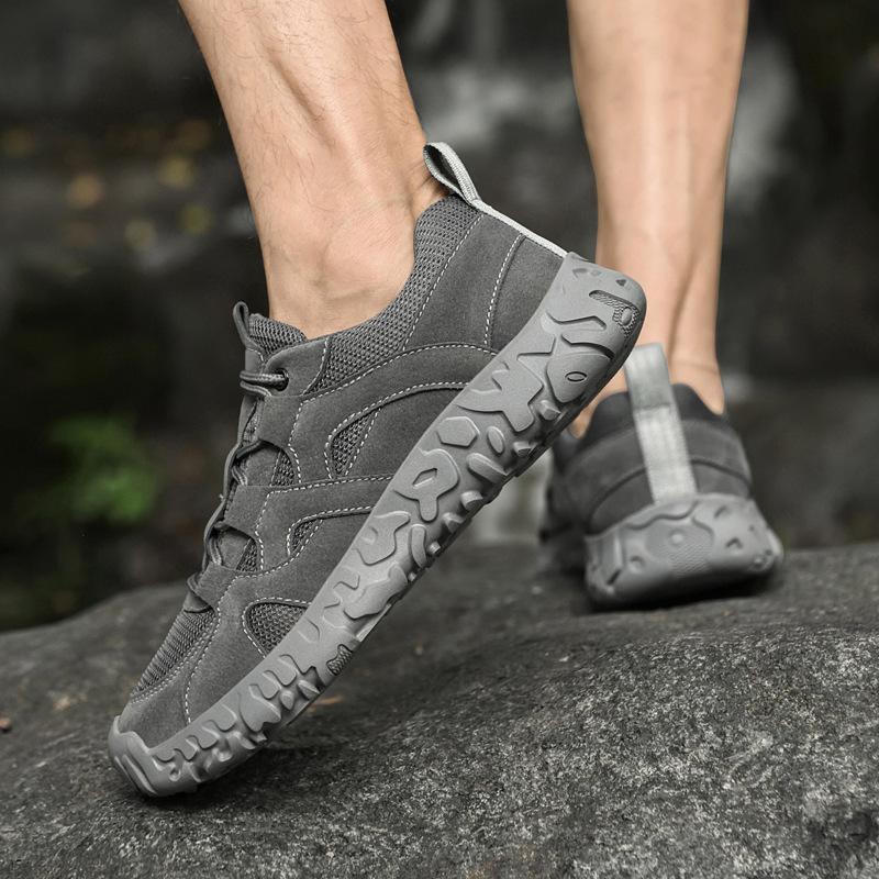 Men's Shoes 2025 Summer New Outdoor Breathable Mesh Non-slip Sports Shoes Low-top Travel Lace-up Hiking Casual Shoes