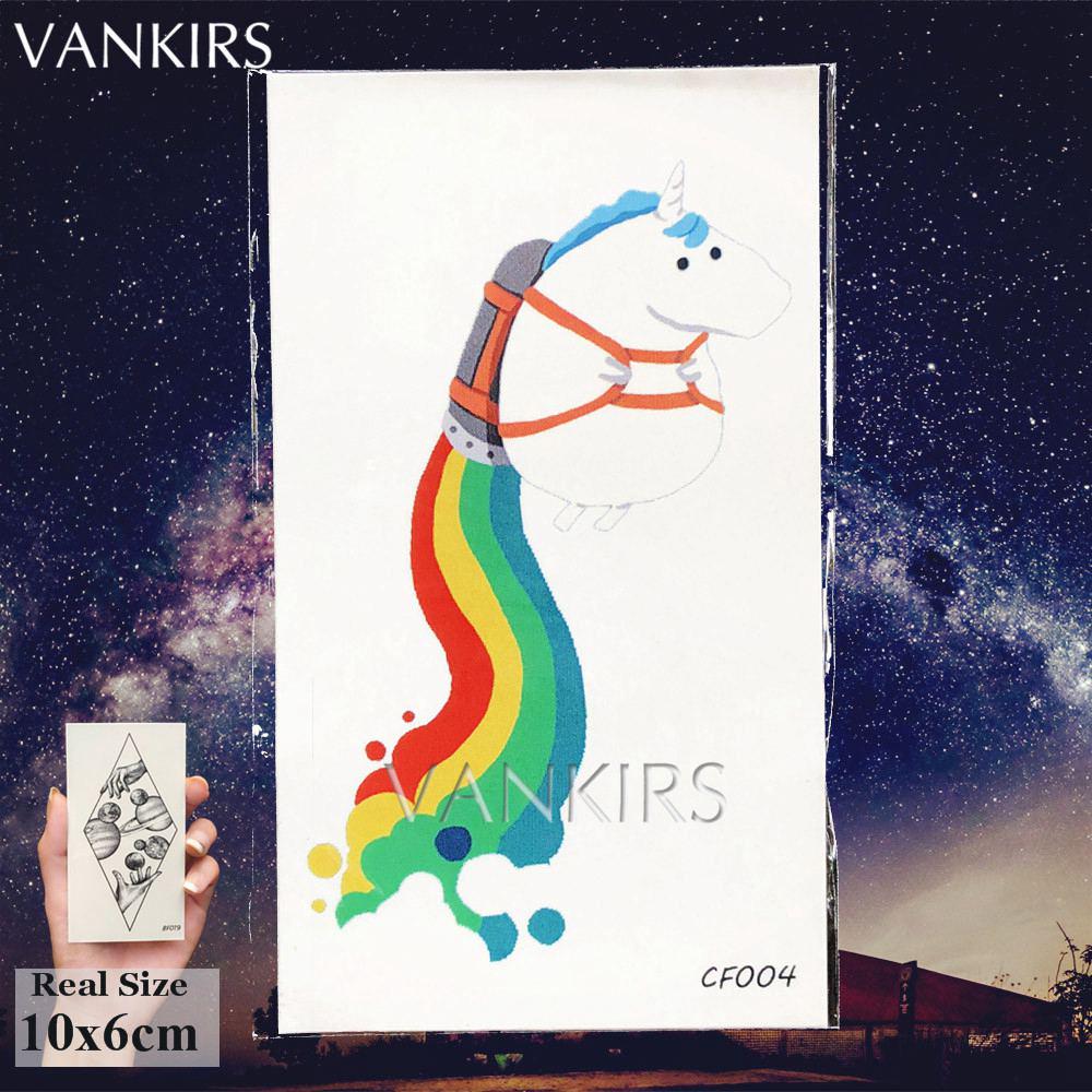 12 Pieces/Lot Watercolor Galaxy Triangle Sky Horse Women Temporary Tattoos Birds Fake Cartoon Tatoos