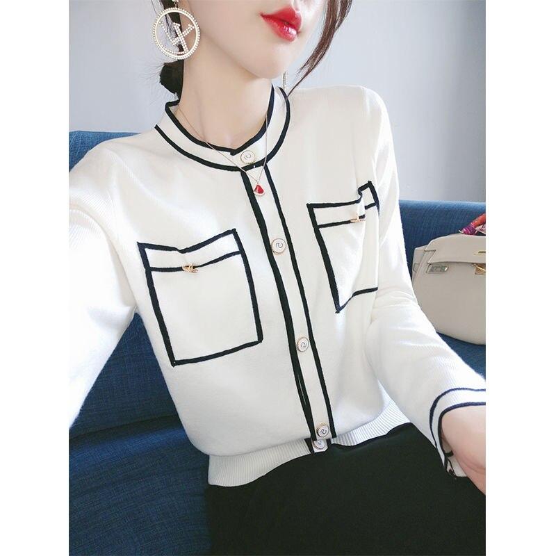 

Вязаный кардиган с длинными рукавами, женский свитер на осень и зиму 2022, повседневный модный темпераментный мягкий восковой женский свитер