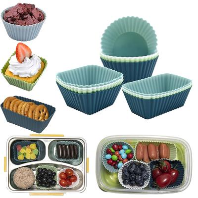 12 Stück Wiederverwendbare Silikon-Cupcake-Backformen Antihaft-Muffin-Förmchen Formen Sets Bento-Lunchbox-Teiler Gebäckskuchenformen