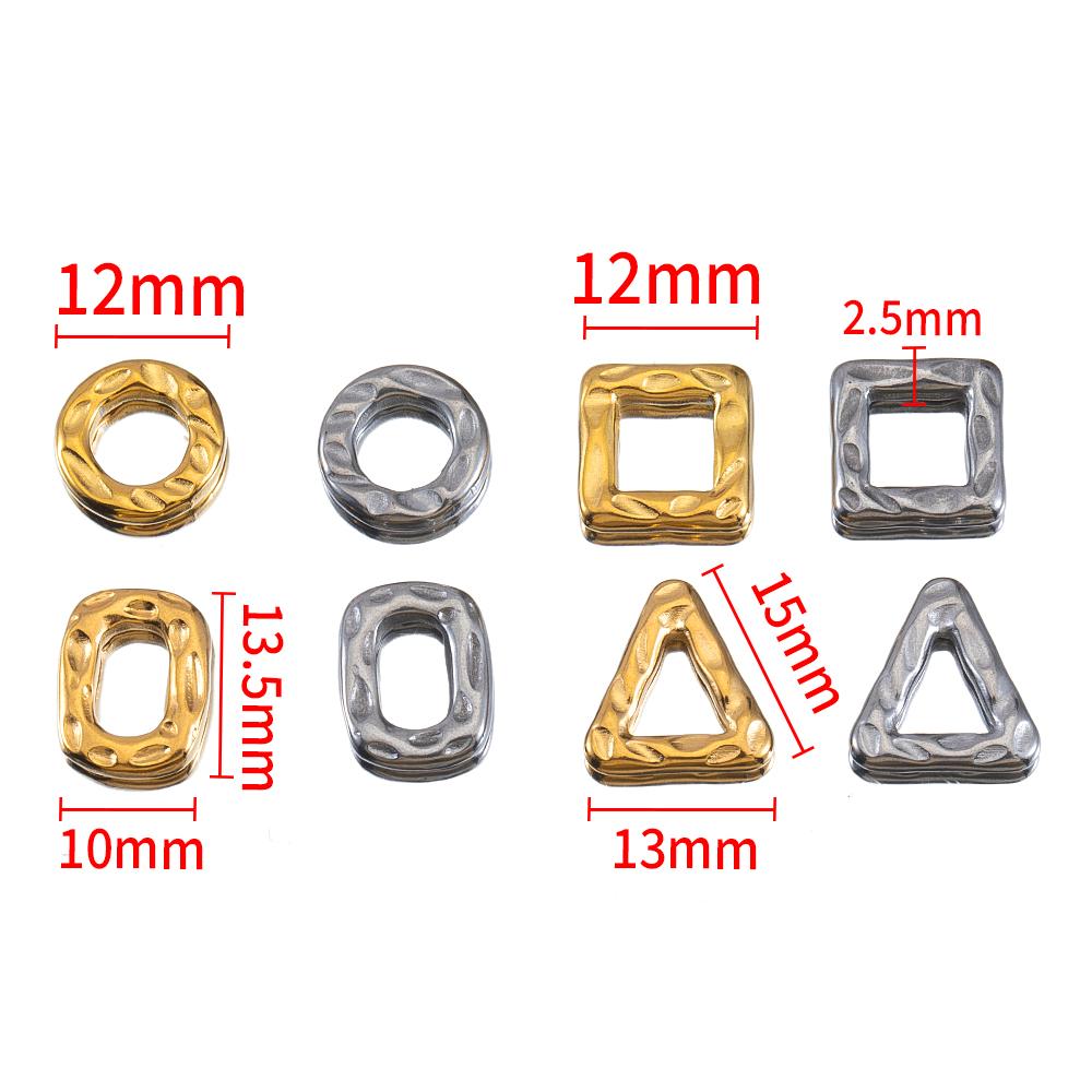 5pcs Stainless Steel Hollow Square Heart Round Charms Stone Texture Pendants for DIY Jewelry Findings Necklace Earrings Supplies