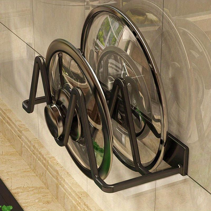 Kitchen Cutting Board Holder Rack Solid Pot Lid Cover Stand Adhesive Storage Rack Pan Cover Organizer Racks Sponge Plate Holders