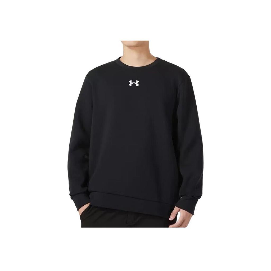 Under Armour Solid Color Logo Crew Neck Sweatshirt Unisex Tops Black 23600306-001